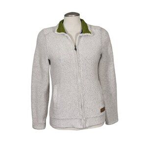 Weird Fish Womens Size 8 Textured Full Zip Beige Knit Jacket Minimalist Staple